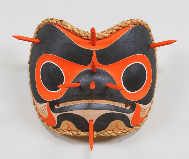 Bumblebee Mask Carved by Douglas David 6 3/4" W. 5 3/4": Bumblebee Mask Carved by Douglas David 6 3/4" W. 5 3/4" W. Good Condition