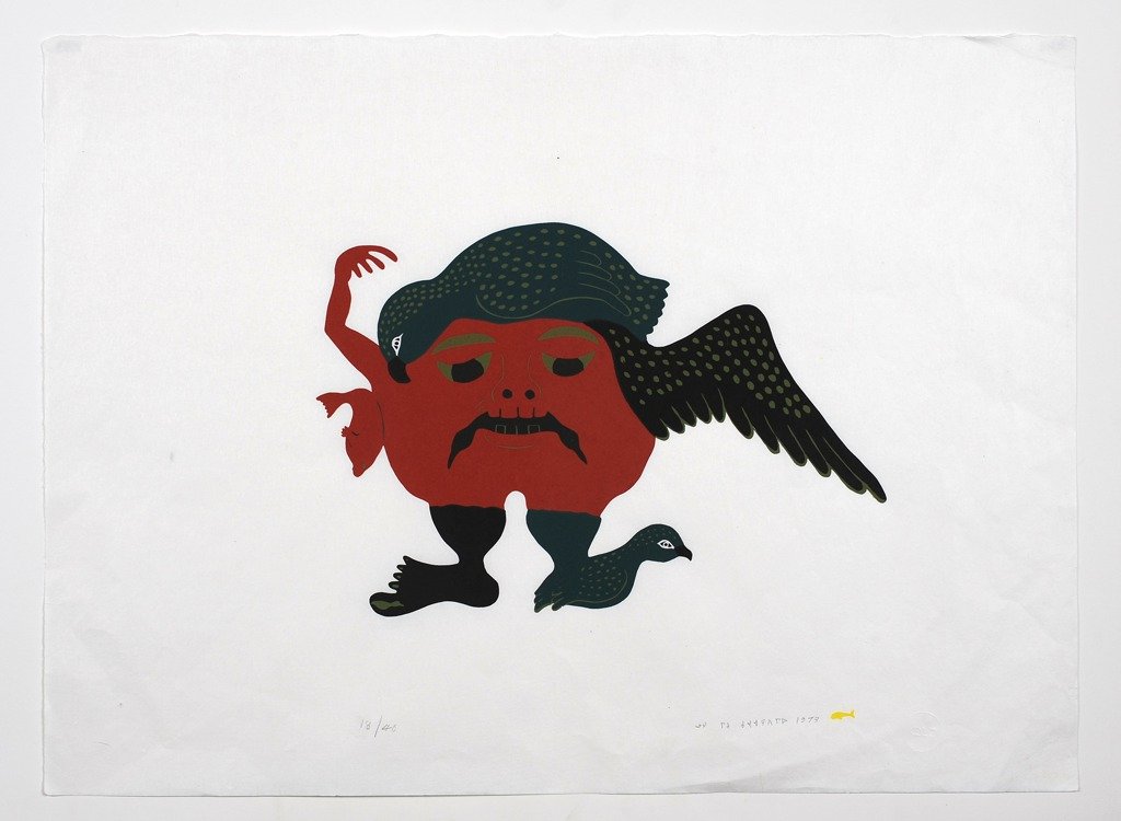 Inuit Stonecut Print 1973 Signed in Syllabic 18/40 21: Inuit Stonecut Print 1973 Signed in Syllabic 18/40 21 1/4"x28 3/4" Good Condition