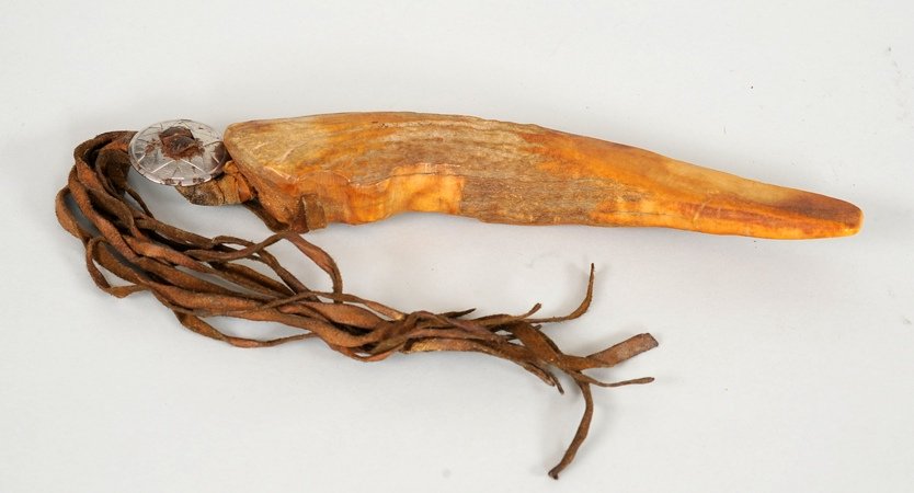 Antler Quirt with Inset Beads 21" L. Good Condition: Antler Quirt with Inset Beads 21" L. Good Condition with Minor Bead Loss