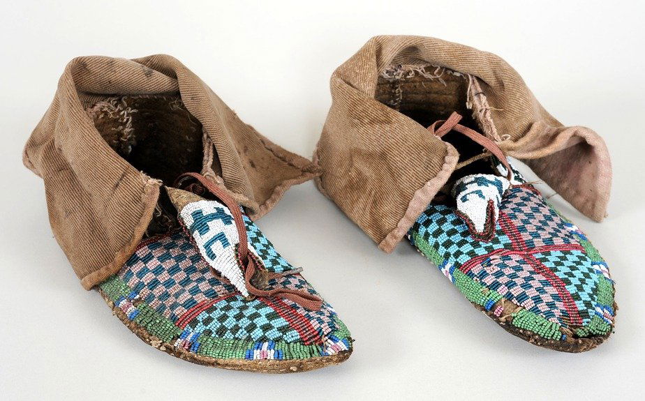 Pair of 19TH C. Beaded High Top Moccasins with (1 of 3)