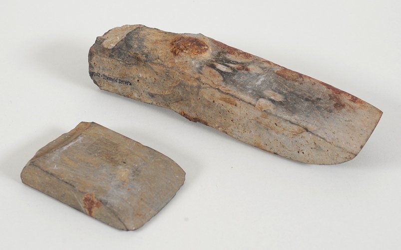 Two Stone Axe Heads From Hawaii 2"x 8" and 2 1/4x 3 (1 of 2)