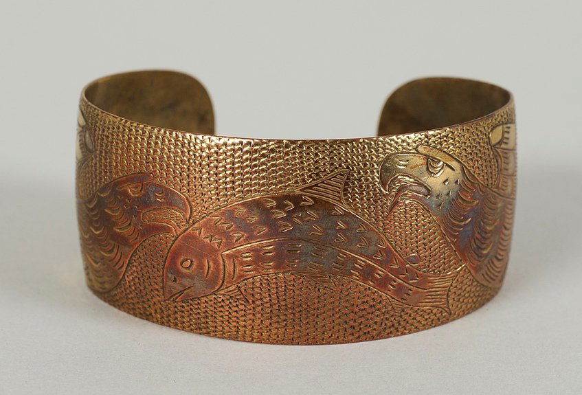 Copper Bracelet with Eagle Design 6 1/4" L. 1 1/4" W. (1 of 3)
