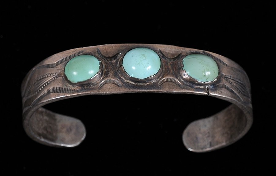 Navajo Silver and Turquoise Bracelet Set with Three (1 of 3)