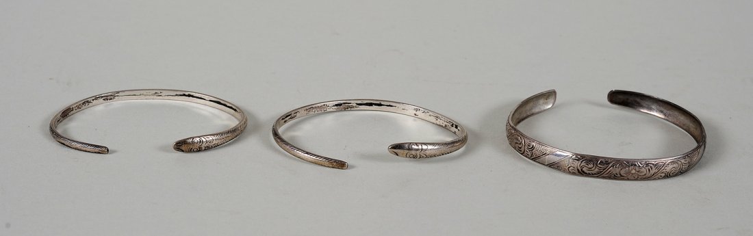 Three Northwest Coast 19TH C. Silver Bracelets 6 1/4" (1 of 2)
