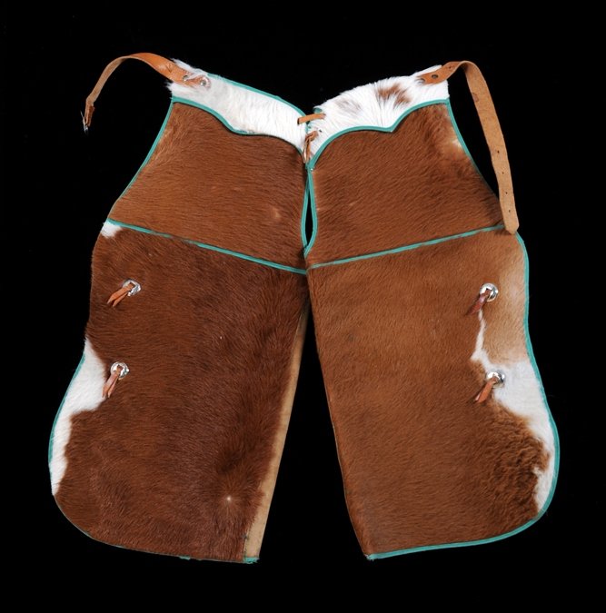 Pair of Childs Cowhide Chaps ca. 1940's - 1950's 26" L. (1 of 2)