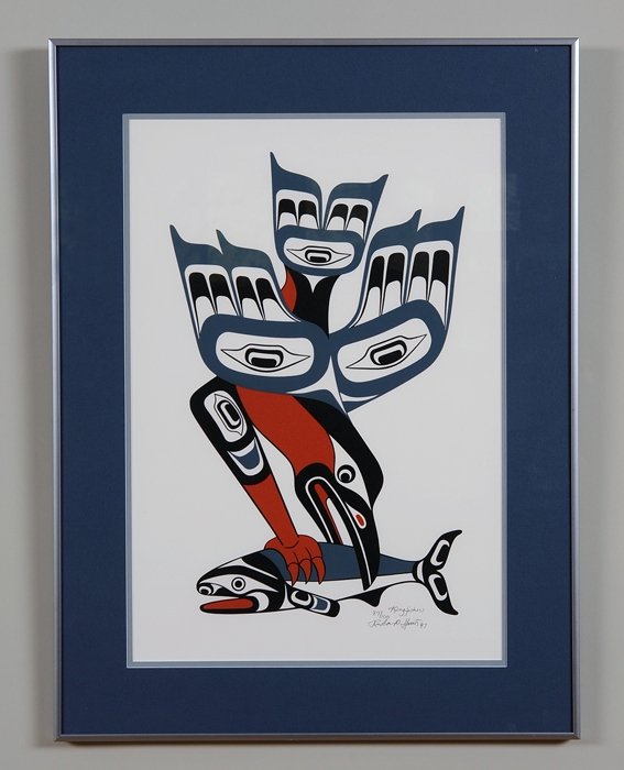Richard Hunt Serigraph "Kingfisher" 87/100 '97 19: Richard Hunt Serigraph "Kingfisher" 87/100 '97 19 1/2"x 26" Framed Good Condition