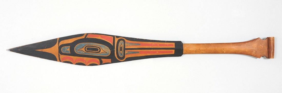 19TH C. Tlingit Carved Dance Paddle with Painted Design (1 of 1)