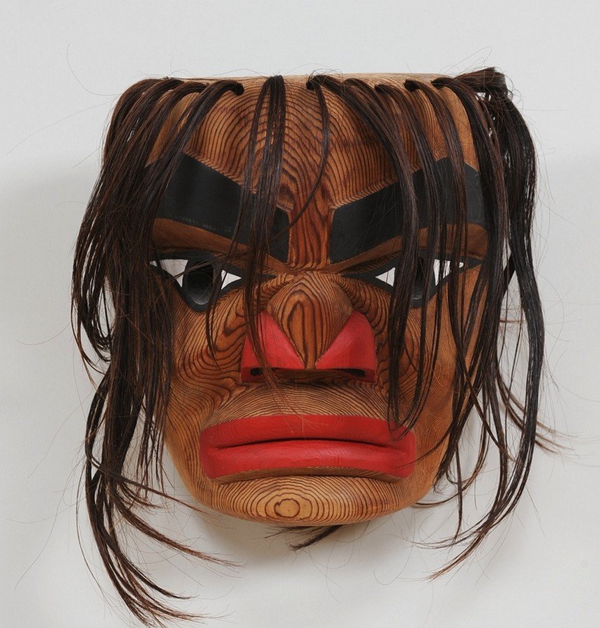 Morning Child Mask Carved by Bernard Jack 8" H. 7" W. (1 of 2)