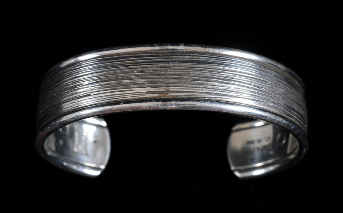Navajo Silver Bracelet with Incised Design by Cody (1 of 2)