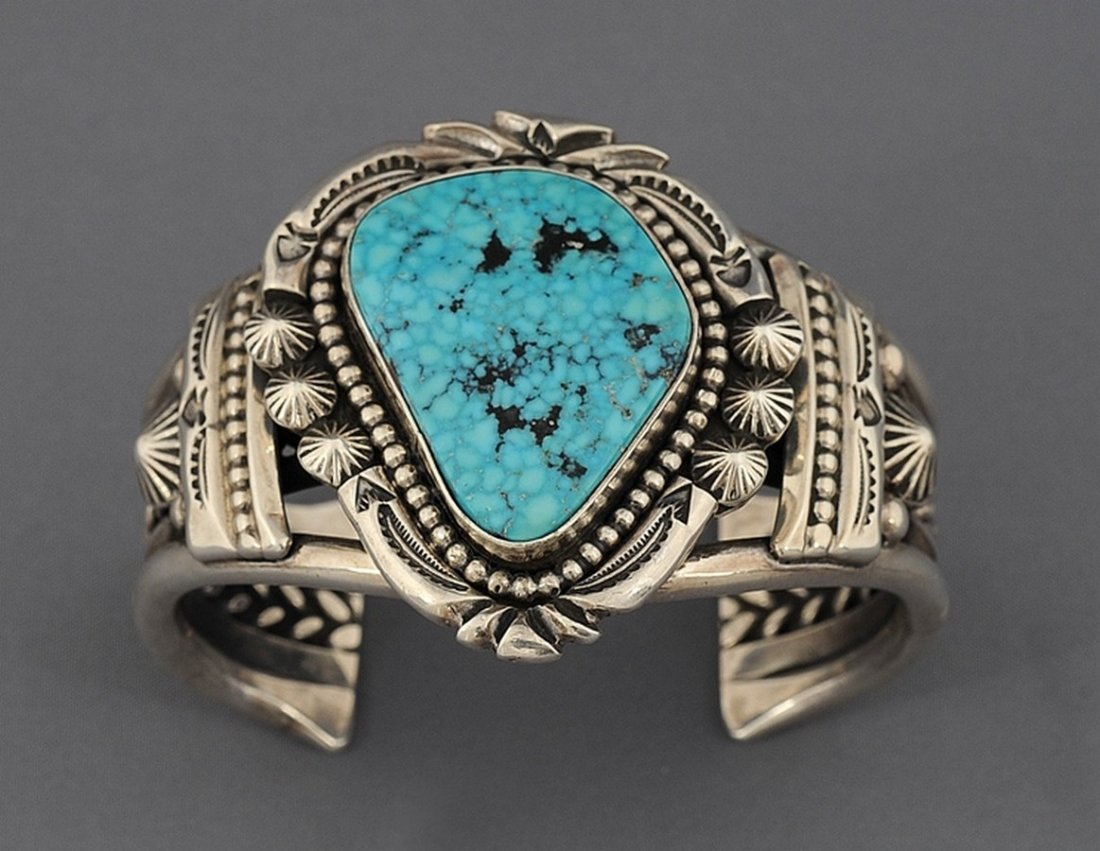 Navajo Silver and Turquoise Bracelet with Twisted Wire (1 of 3)