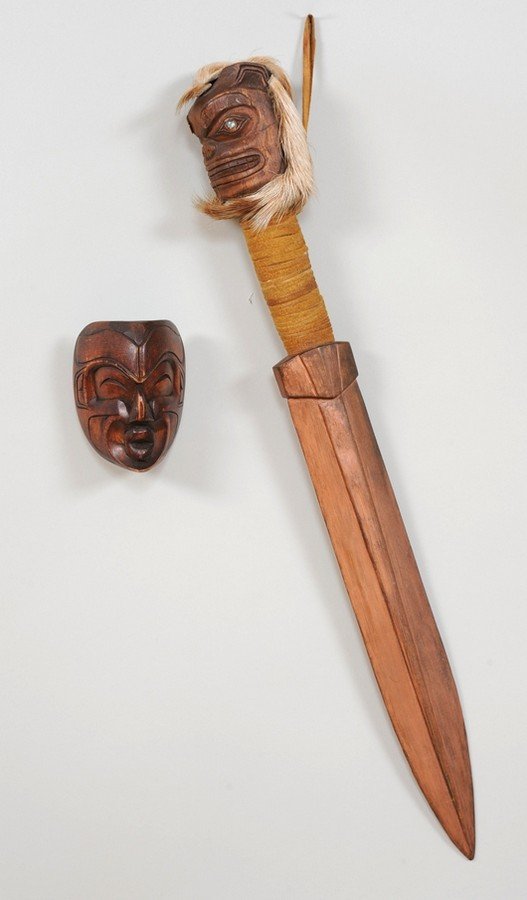 Northwest Coast Carved Ceremonial Slave Killer with (1 of 3)