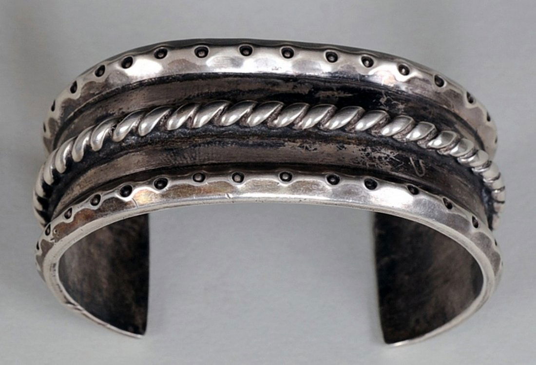 Navajo Silver Ingot Cuff Bracelet with Twisted Wire 74 (1 of 2)