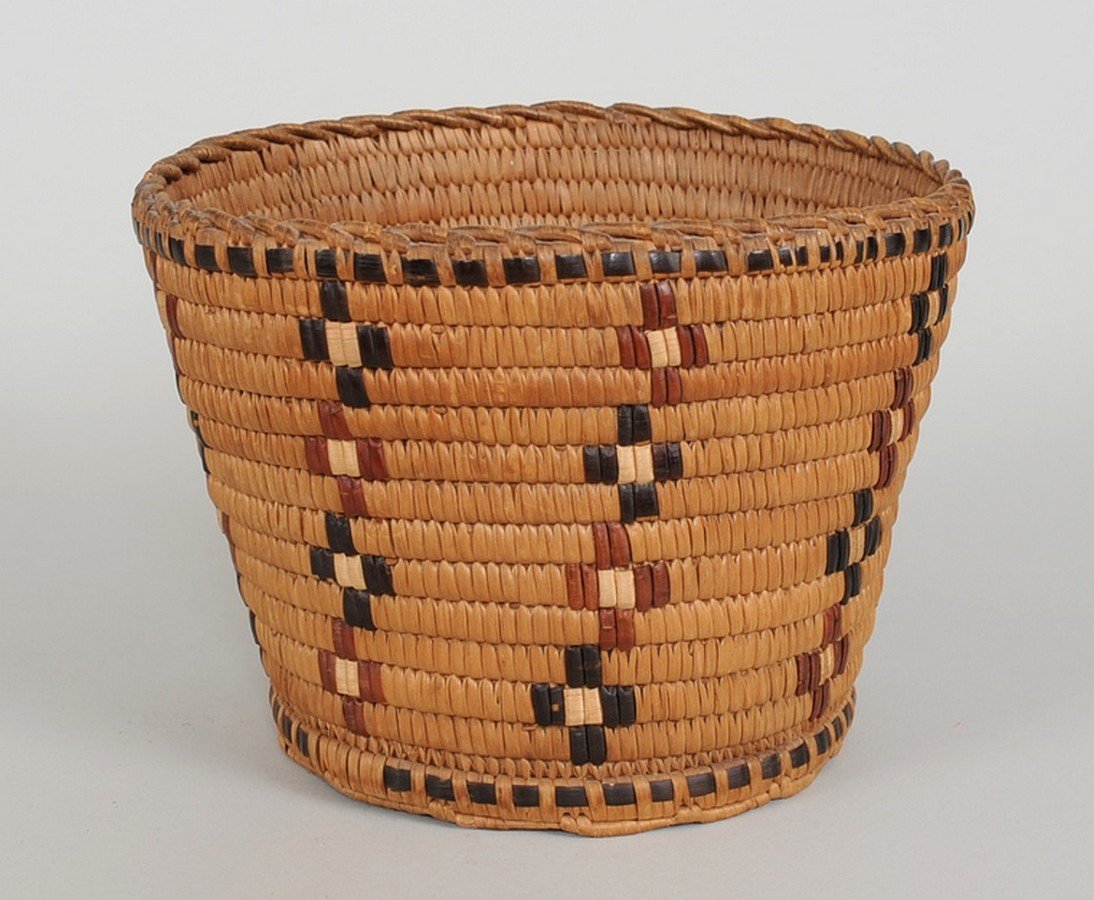 Salish Basket with Imbricated Design and Crenulated Rim (1 of 2)