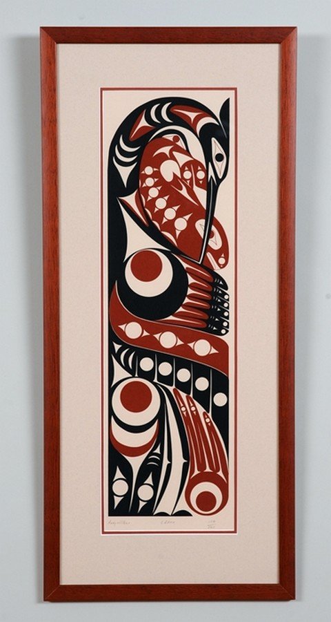 Andy Wilbur Serigraph "Crane" 105/160 14"x 31 3/4": Andy Wilbur Serigraph "Crane" 105/160 14"x 31 3/4" Framed Good Condition