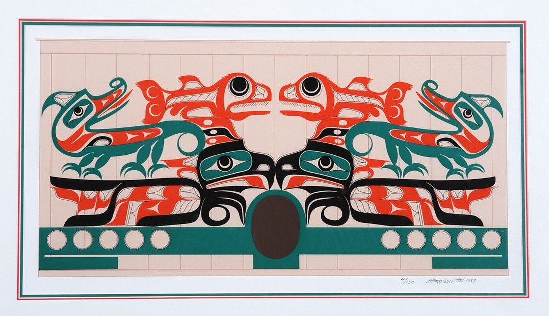 Art Thompson Serigraph House Front Design 4/150 23"x: Art Thompson Serigraph House Front Design 4/150 23"x 35" Framed Good Condition