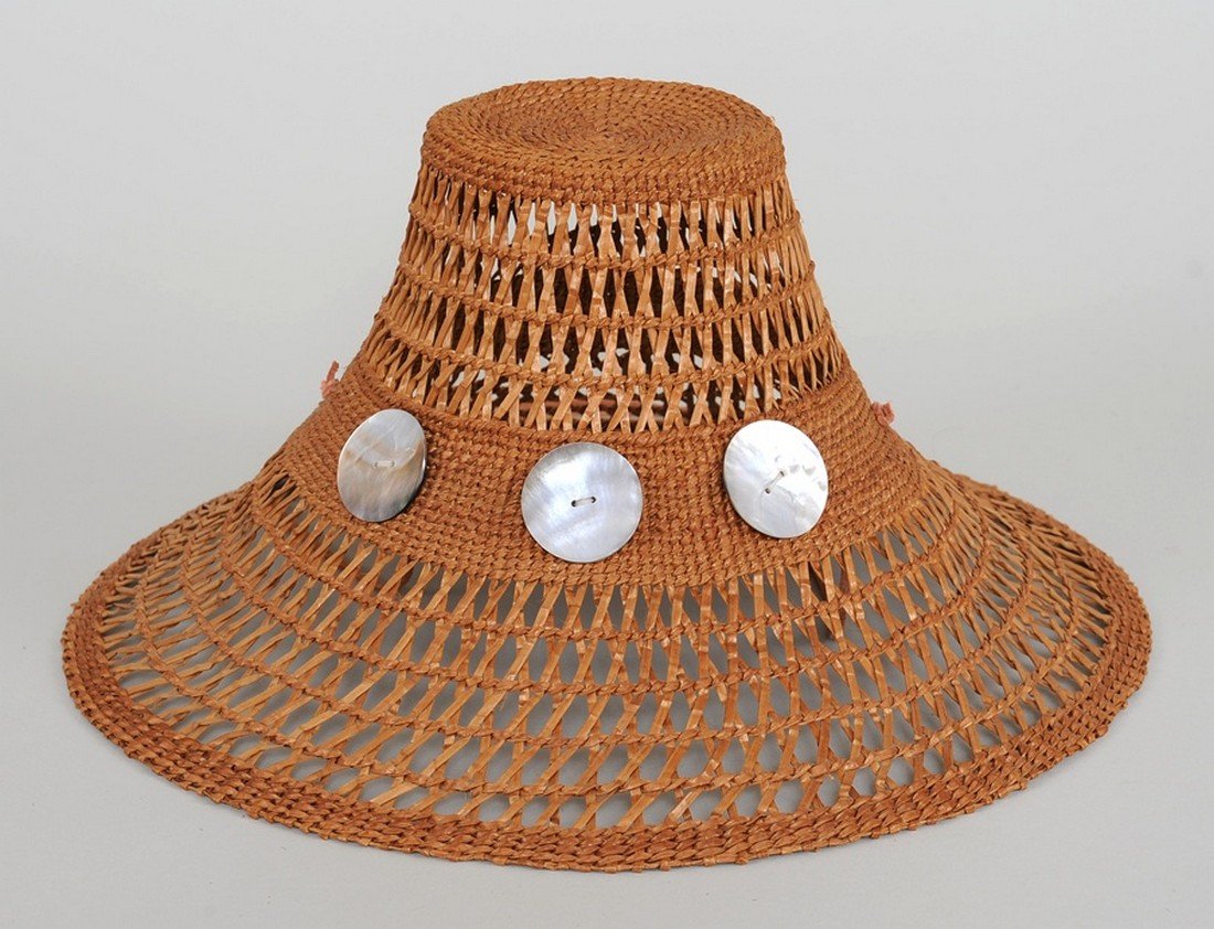 Haida Cedar Hat with Openwork 14 1/2" D. 8" H.  Good (1 of 2)