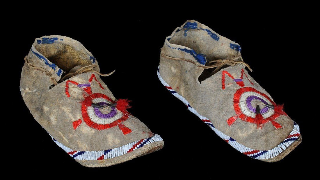 Pair of Beaded Moccasins with Antelope Design Quill (1 of 3)