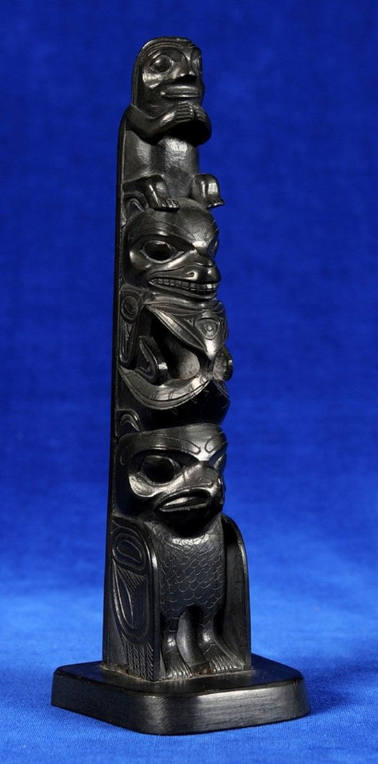 Rufus Moody Argillite Totem Carved with Human On a (1 of 4)