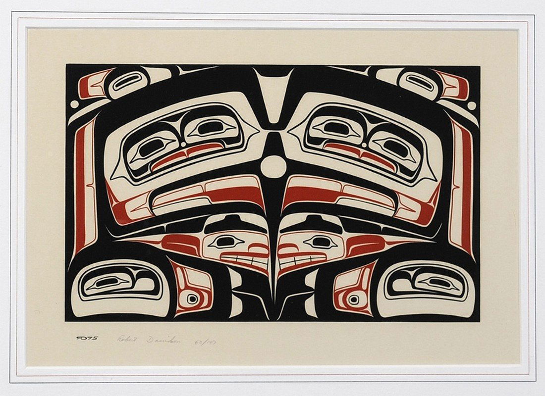 Robert Davidson Serigraph Box Front Design 1975 63/147: Robert Davidson Serigraph Box Front Design 1975 63/147 15"x 19" Framed Good Condition