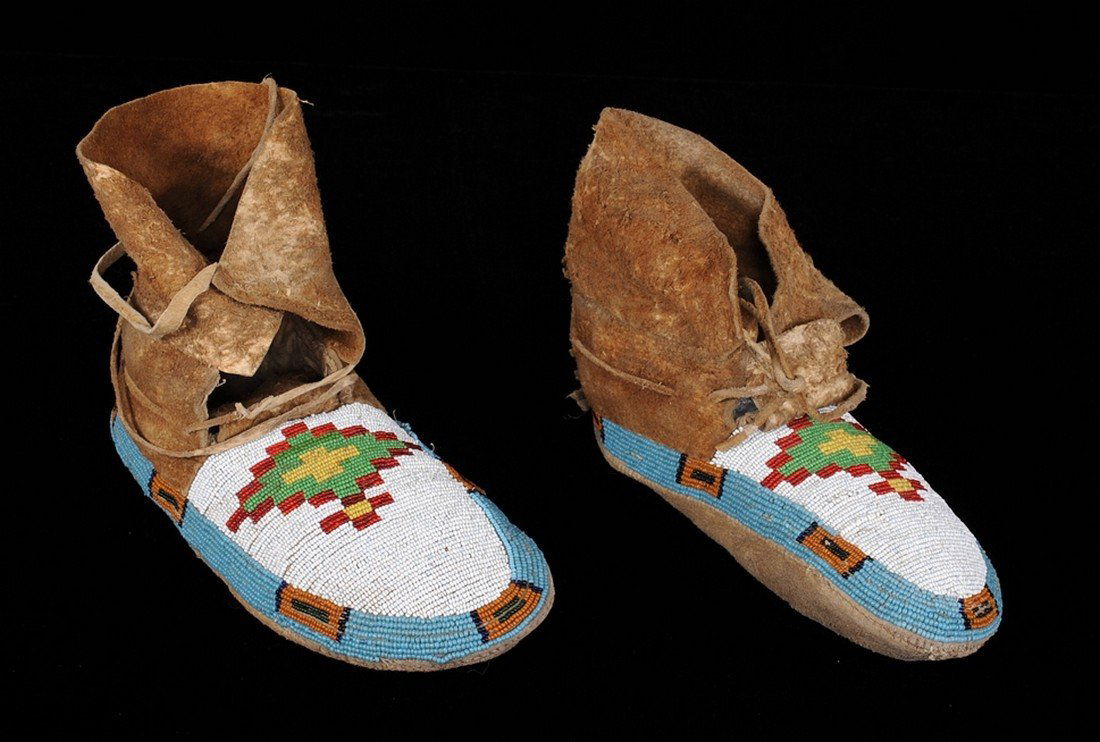 Pair of Blackfoot Beaded Winter Moccasins with (1 of 3)
