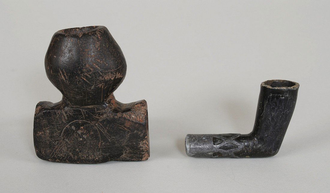 Stone Pipe with Incised Design 3 1/4"x 4" and a (1 of 2)