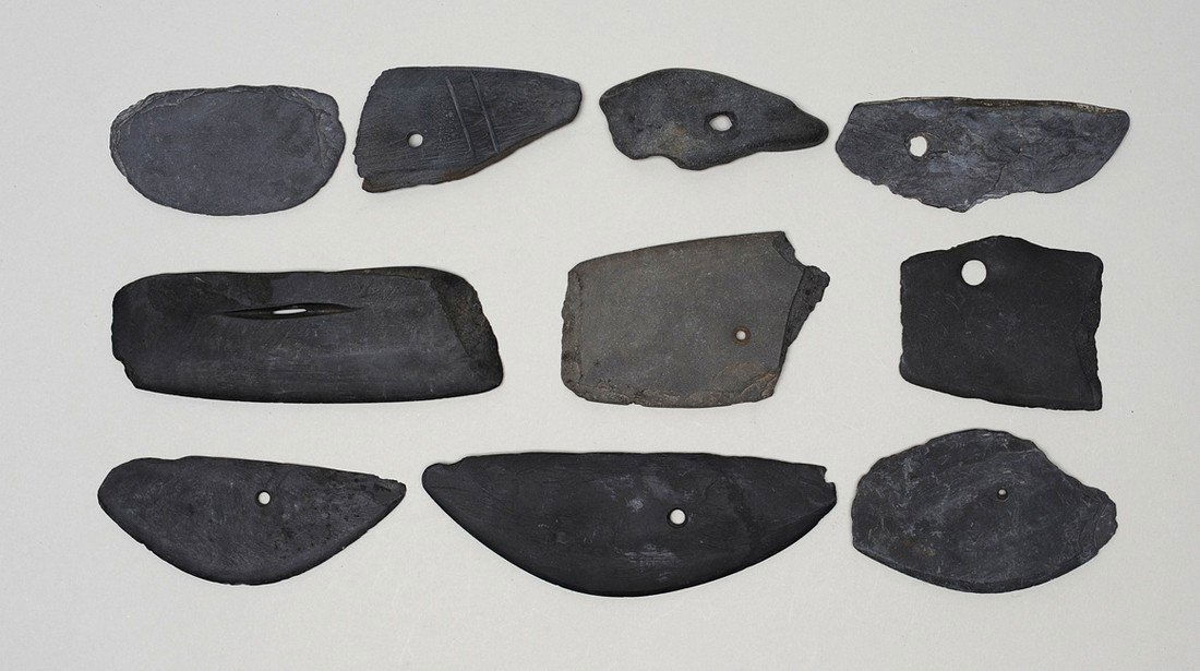 Ten Aleut Slate Scrapers - Kodiak Island, AK 2 1/4" L. (1 of 1)