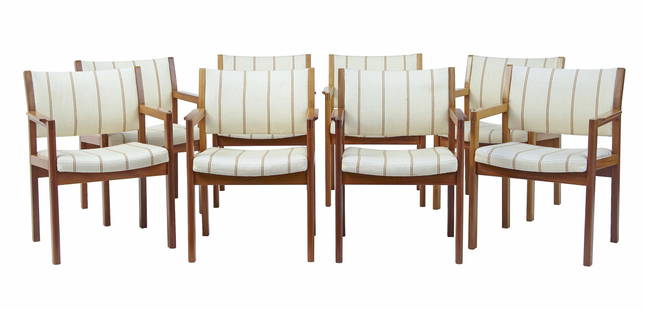 SET OF 8 DANISH TEAK ARMCHAIRS BY CHRISTIAN HVIDT FOR SOBORG MODELFABRIK: SET OF 8 DANISH TEAK ARMCHAIRS BY CHRISTIAN HVIDT FOR SOBORG MODELFABRIK CIRCA 1970.HERE WE HAVE A SET OF 8 CHAIRS DESIGNED BY CHRISTIAN HVIDT IN COLLABORATION WITH SOBORG, PRODUCING ELEGANT CHAIRS