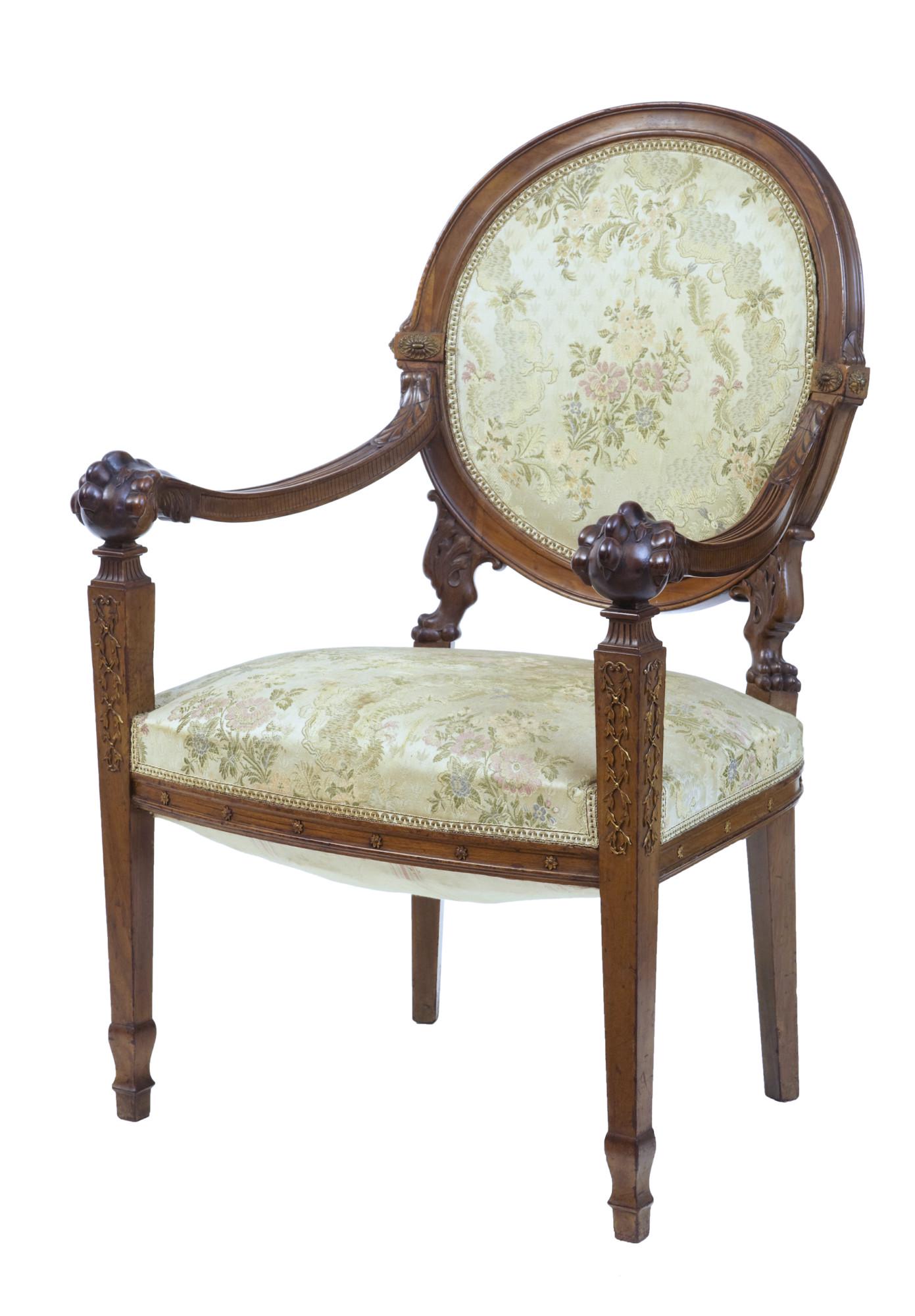 19TH CENTURY CARVED FRENCH WALNUT ARMCHAIR (1 of 5)