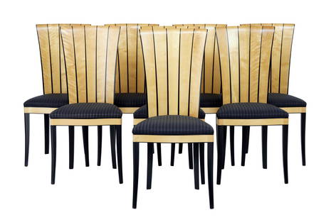 SET OF 8 FINNISH CRANBROOK HOUSE DINING CHAIRS BY ELIEL SAARINEN: SET OF 8 FINNISH CRANBROOK HOUSE DINING CHAIRS BY ELIEL SAARINEN.FINE QUALITY SET OF DINING CHAIRS MADE IN FINLAND BY ADELTA TO A DESIGN BY FINNISH DESIGNER ELIEL SAARINEN. SAARINEN IS A VERY WELL DES