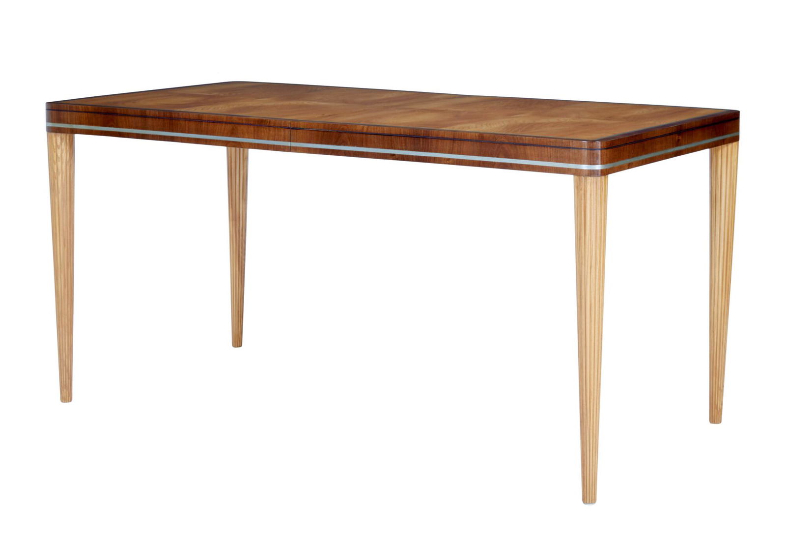 MID 20TH CENTURY ELM AND MAHOGANY TABLE BY CARL BERGSTEN: MID 20TH CENTURY ELM AND MAHOGANY TABLE BY CARL BERGSTEN CIRCA 1930.BEAUTIFUL TABLE BY WELL RESPECTED SWEDISH DESIGNER CARL BERGSTEN (1879-1935)THIS TABLE IS ABLE TO EXTEND, BUT IS CURRENTLY FIXED CLO