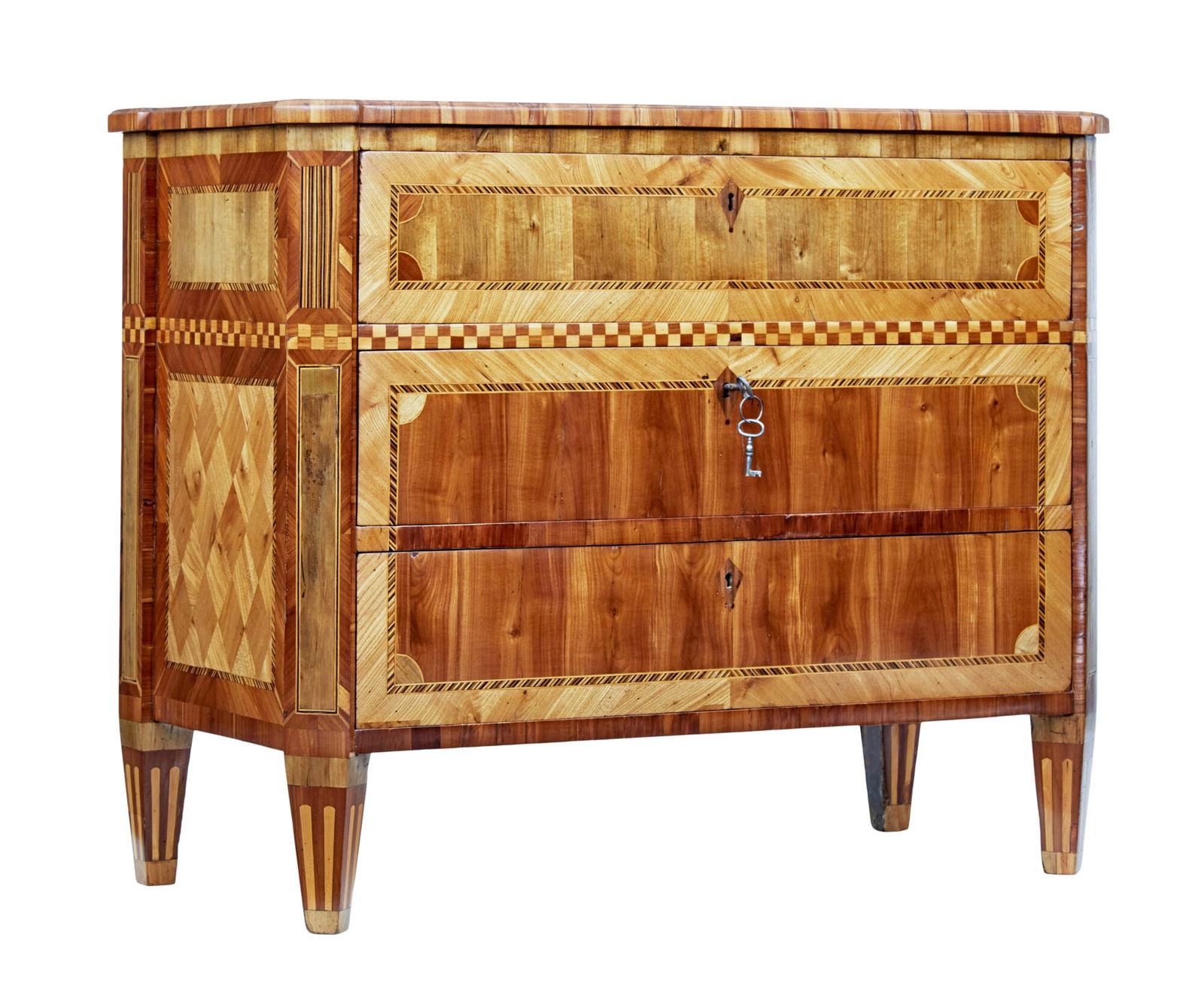 EARLY 19TH CENTURY GUSTAVIAN INLAID ELM CHEST OF DRAWERS (1 of 7)