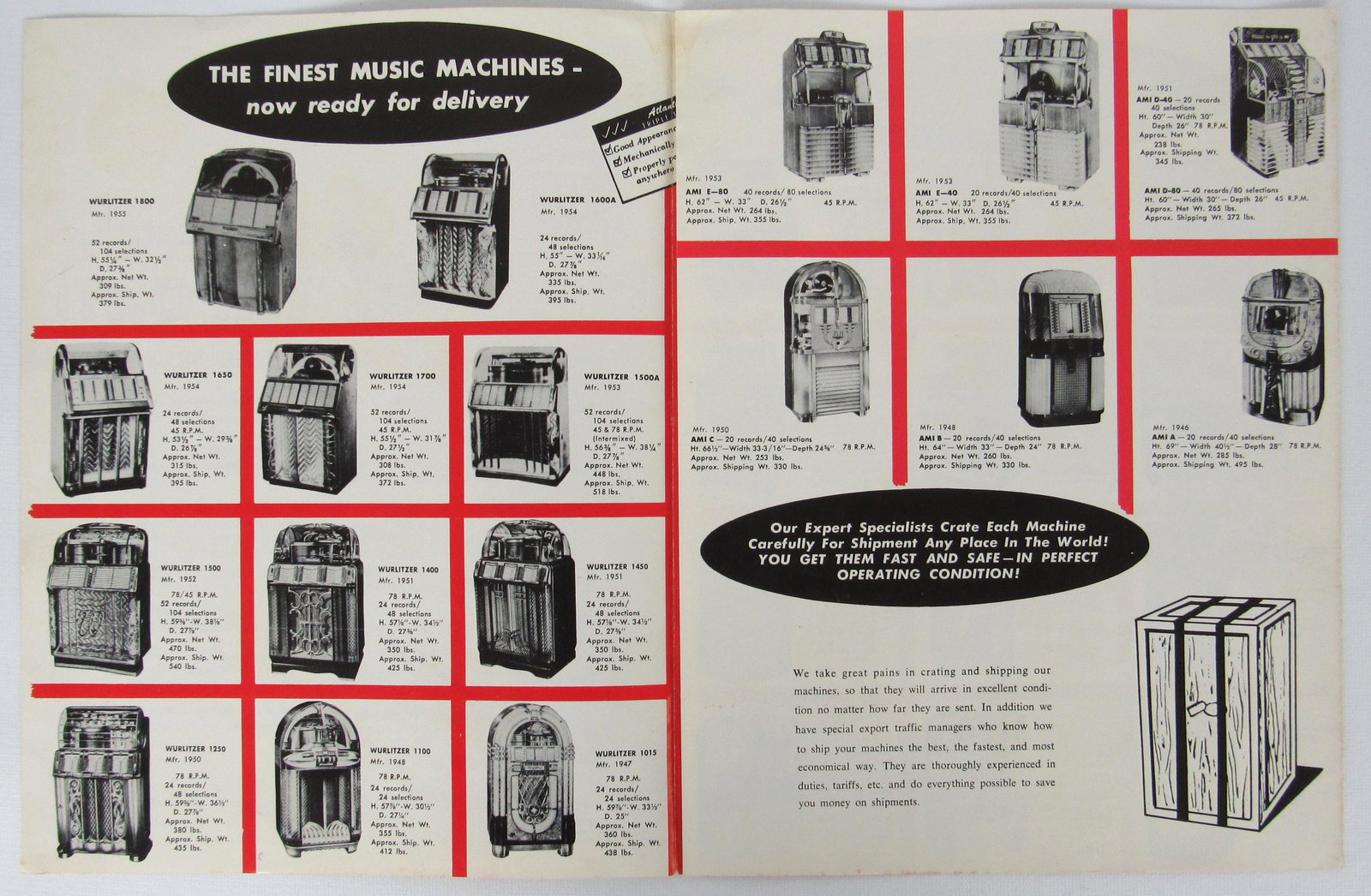 Late 1950's Original Seeburg Jukebox Fold Out Flyer (1 of 5)