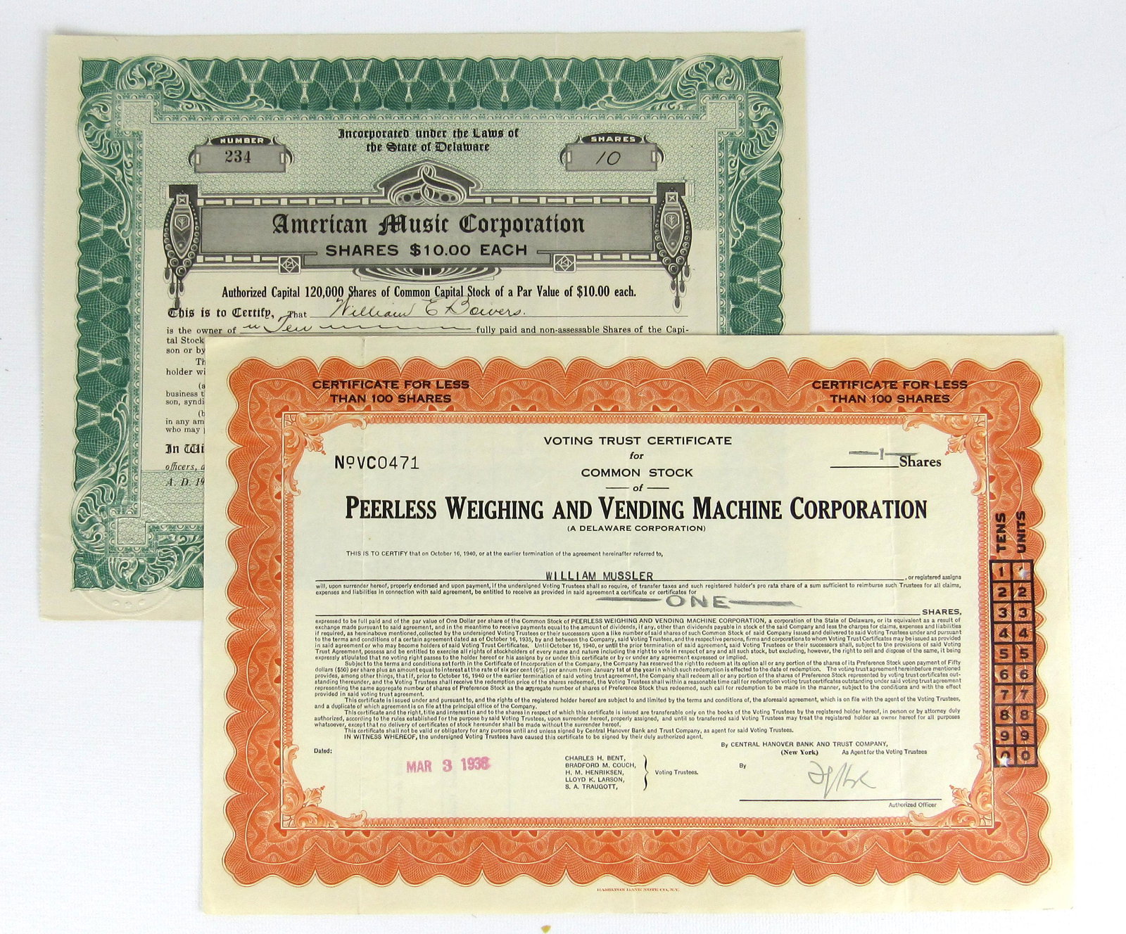 1924 & 1938 Stock Certificates (1 of 5)