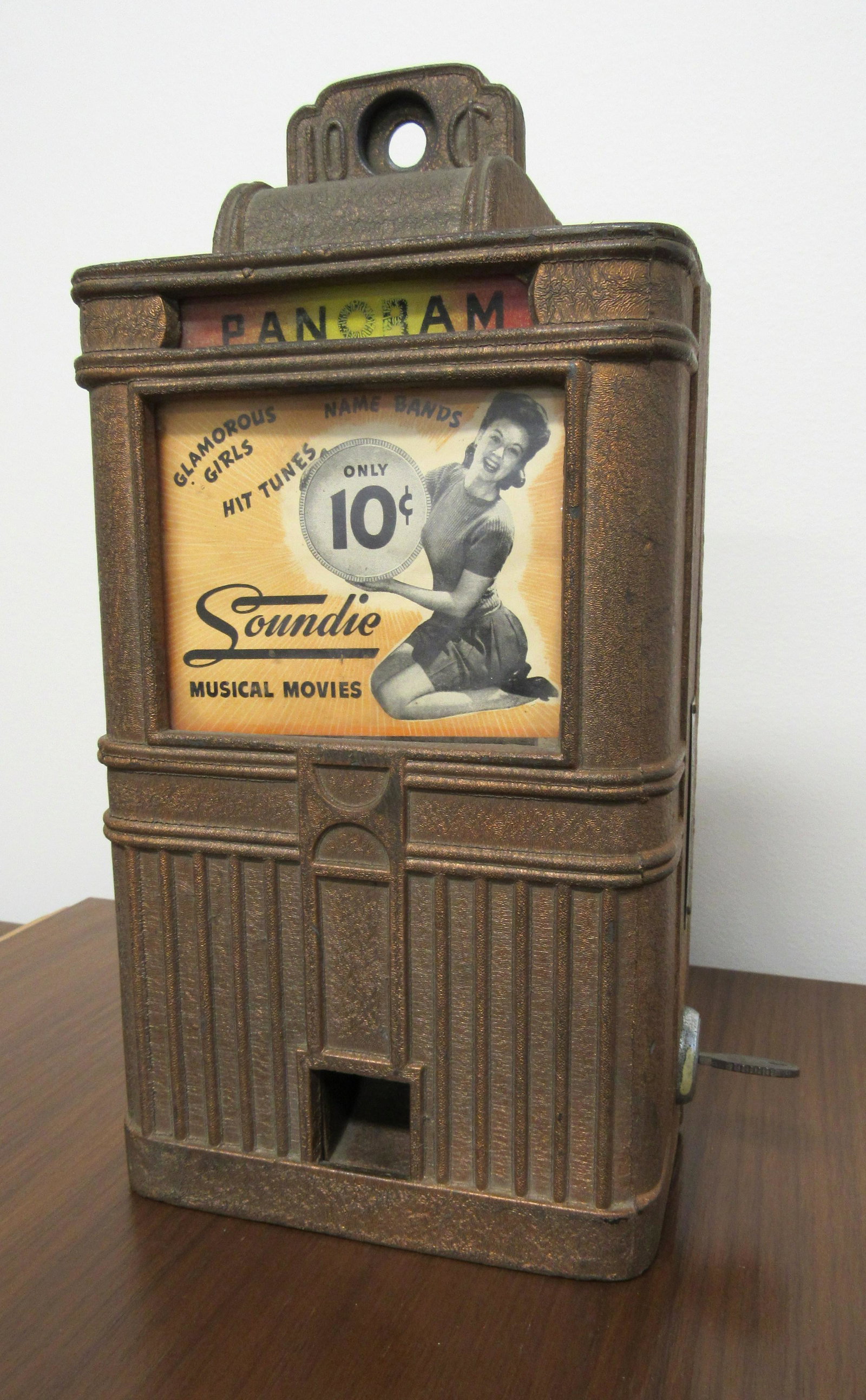 Mills Panoram Model W-1 Coin Operated Wallbox: Mills Panoram Model W-1 Coin Operated Wallbox. Appears complete with key. Dimensions: 11 x 7 x 3