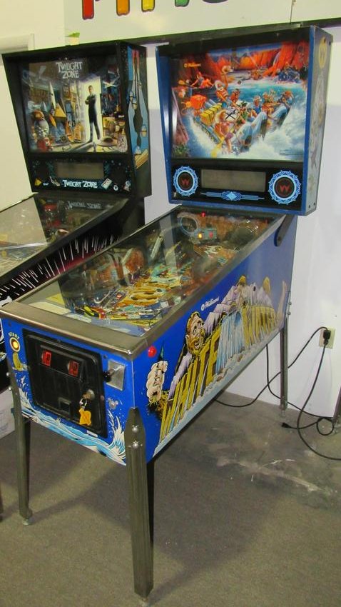 Williams White Water Pinball Arcade Game: Williams White Water Pinball Arcade Game. Powers on, needs new display and cleaning etc. Dimensions: 76 x 29 x 54