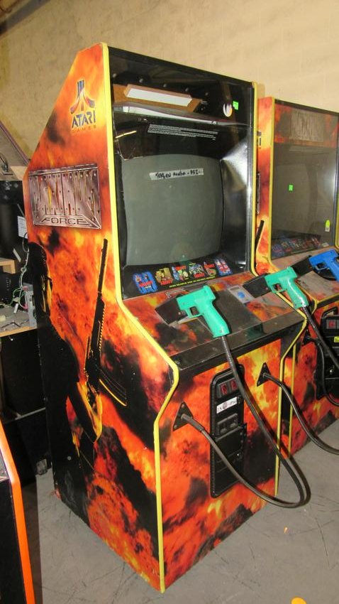 Atari Maximum Force Arcade Game: Atari Maximum Force Arcade Game. Complete except back door, non working. Dimensions: 73 x 29.5 x 35