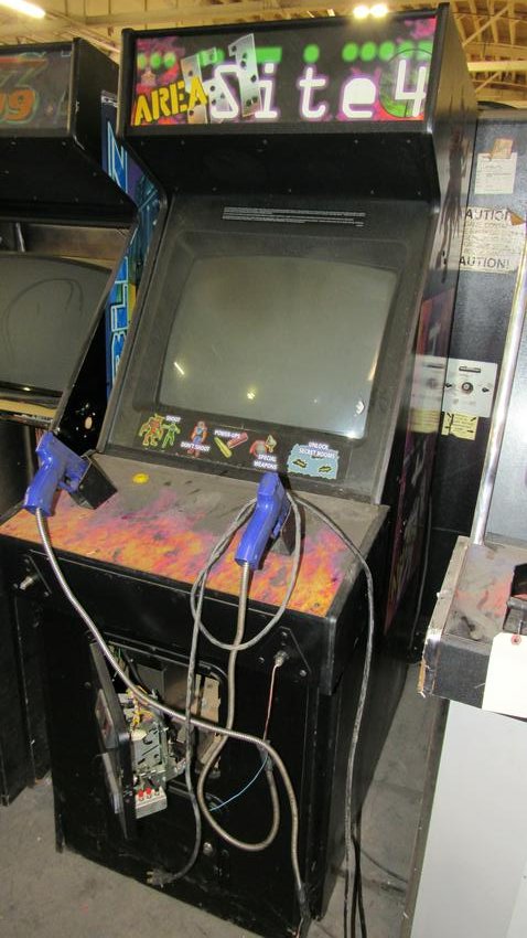 Atari Area 51 Site 4 Shooter Arcade Game: Atari Area 51 Site 4 Shooter Arcade Game. Powers up but monitor frozen, won't coin up. Dimensions: 74 x 29 x 42