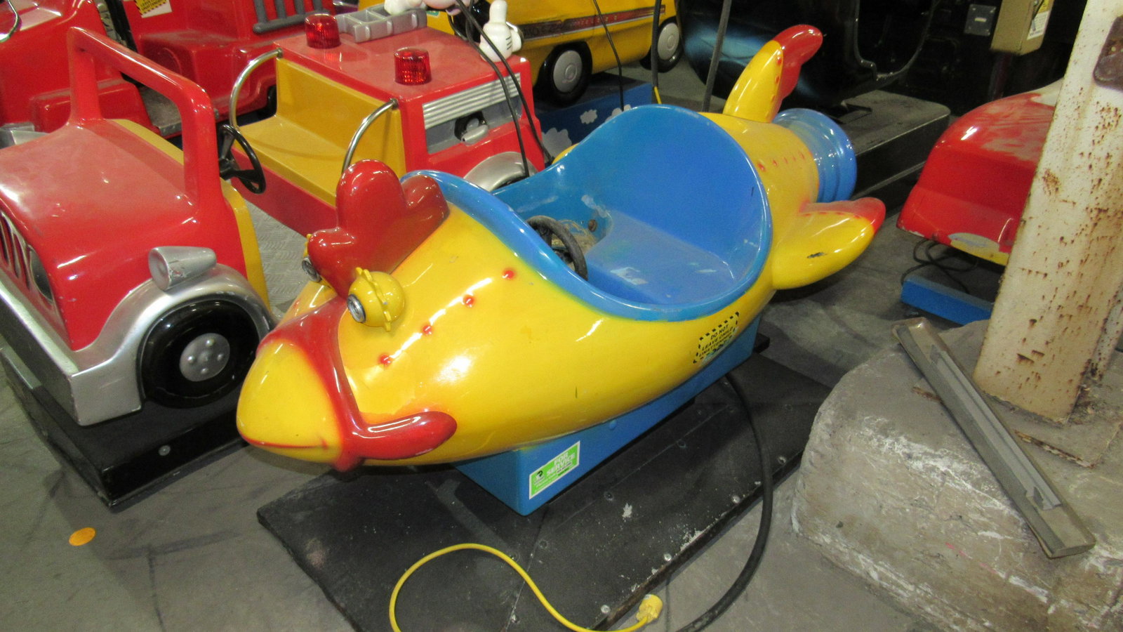 Rooster Rocket Coin Operated Kiddie Ride: Rooster Rocket Coin Operated Kiddie Ride. Working, missing co-riders and coin equipment. Dimensions: 35 x 33 x 64