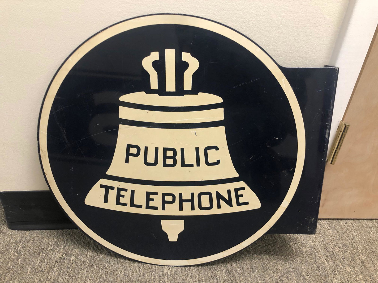 Public Telephone Metal Flange Sign: Public Telephone Metal Flange Sign. Dimensions: 18 x 20 x 2