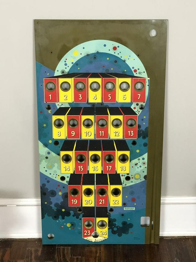 Bally Galaxy Bingo Pinball Playfield: Bally Galaxy Bingo Pinball Playfield. Dimensions: 38 x 20 x .5