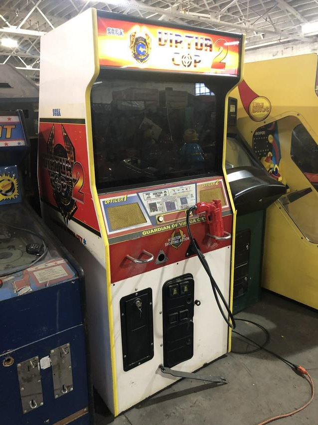 Sega Virtua Cop 2 Arcade Game: Sega Virtua Cop 2 Arcade Game. Board works, monitor needs repair. Missing Gun and backdoor. Dimensions: 72 x 32 x 40