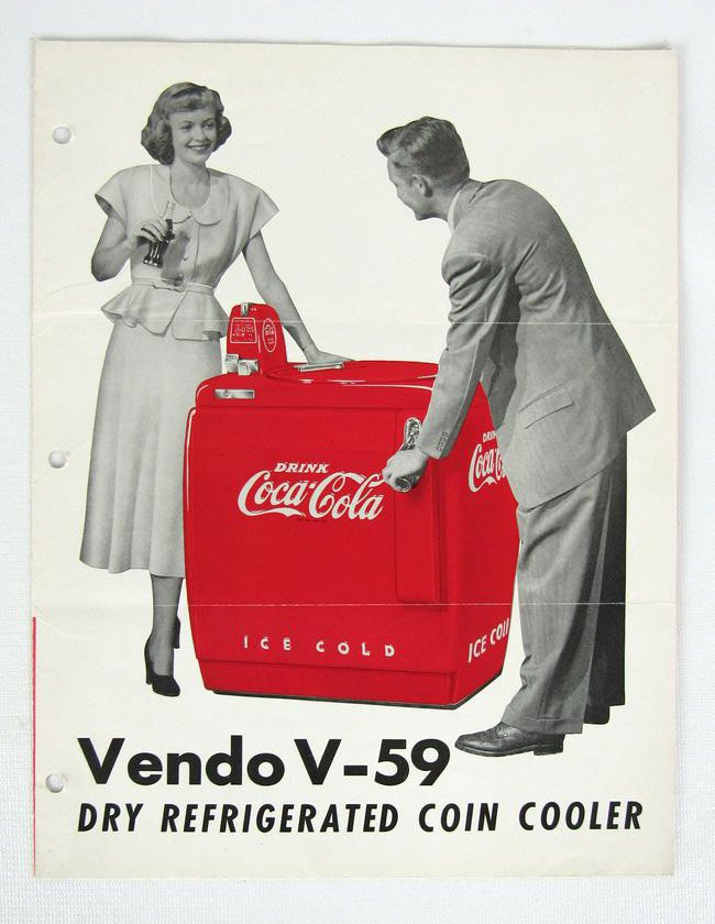 Vendo V-59 Cooler for Coca Cola Advertising Flyer: Vendo V-59 Coin Operated Cooler for Coca Cola Advertising Flyer