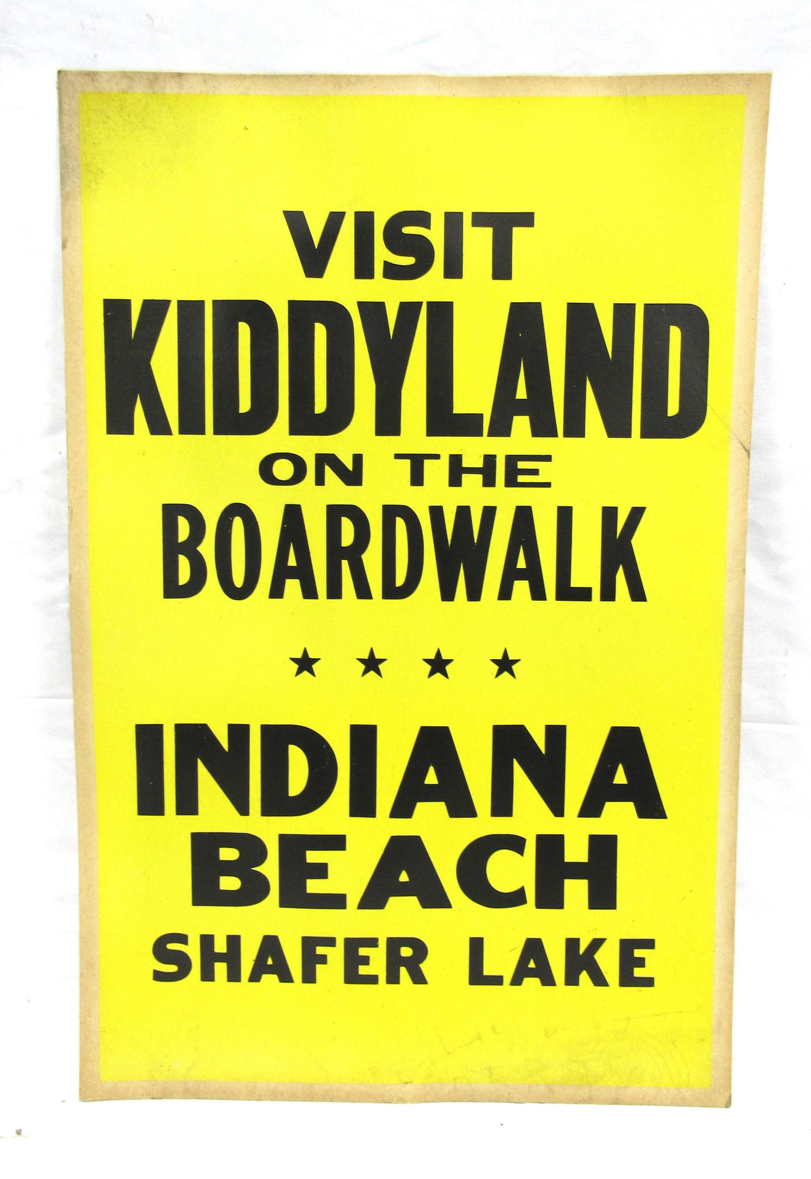Indiana Beach "Visit Kiddyland" Cardboard Poster, Lot 1 (1 of 1)