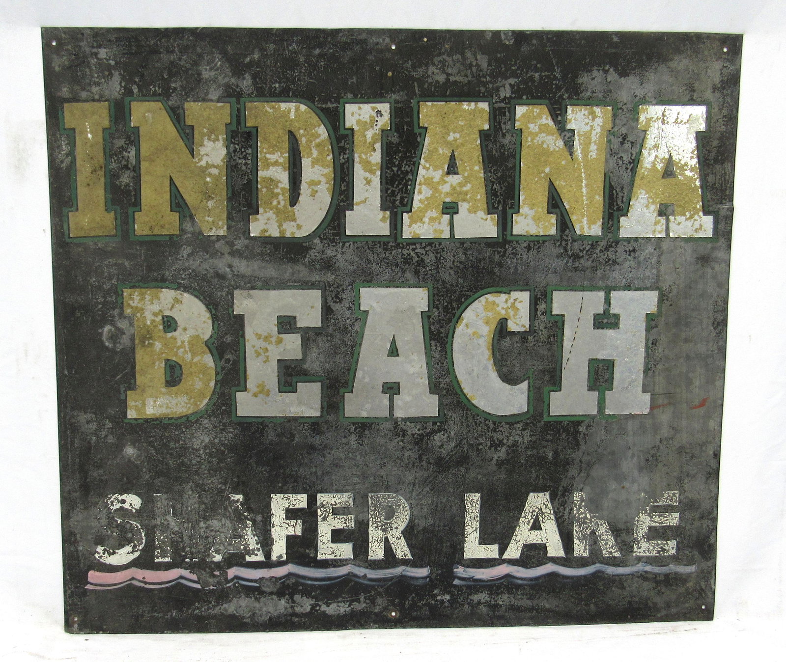 Indiana Beach Metal Weathered Sign, Lot 2 (1 of 2)