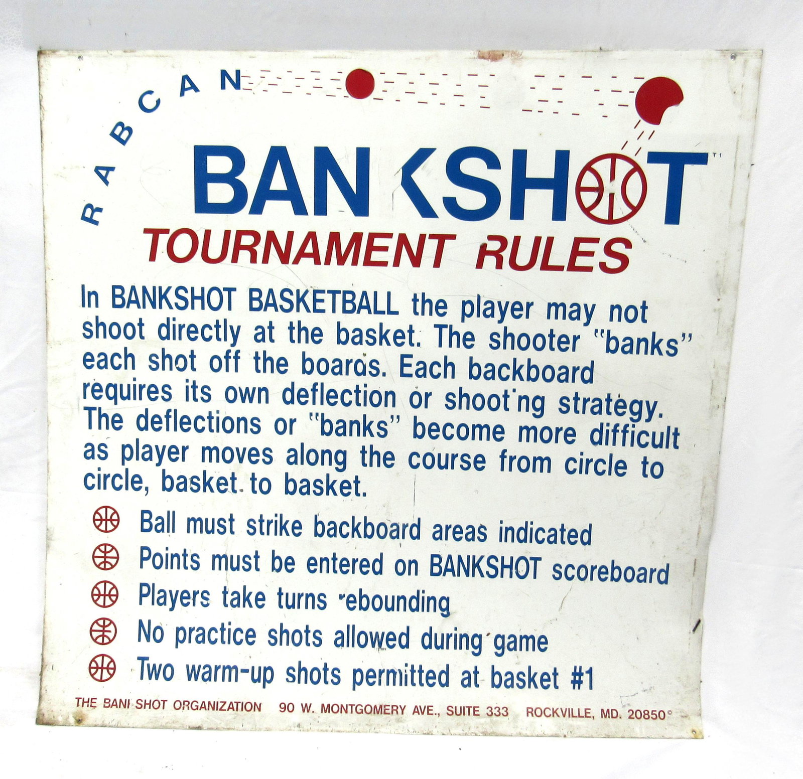 Indiana Beach Bankshot Tournament Rules Tin Sign (1 of 1)