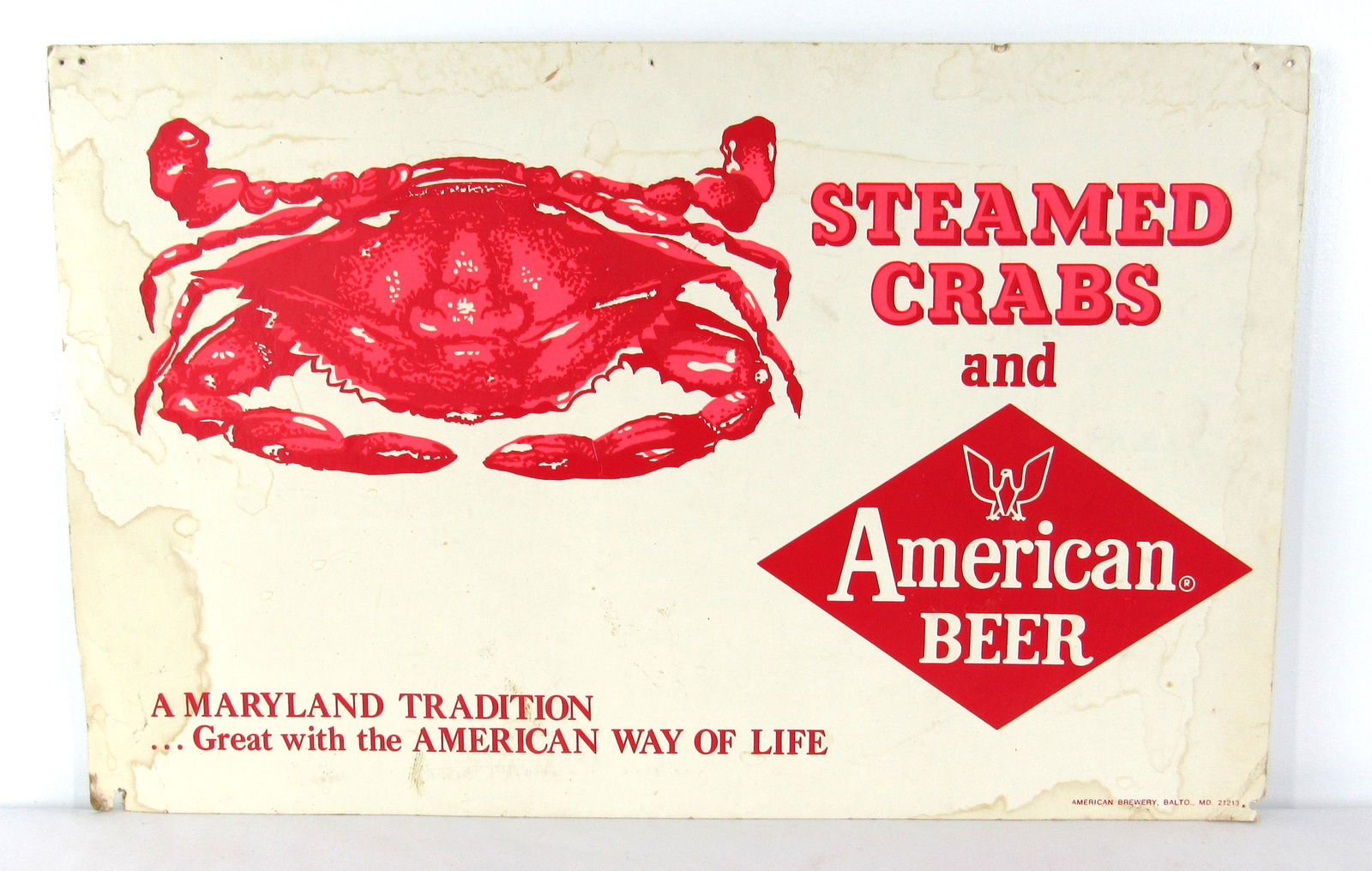 American Brewery, Baltimore MD Cardboard Sign (1 of 2)