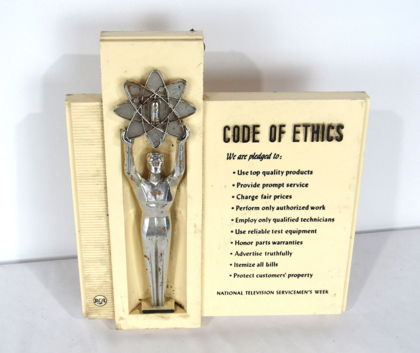 RCA National Television Servicemen's Week Sign: RCA National Television Servicemen's Week Sign. Dimensions: 14 x 12