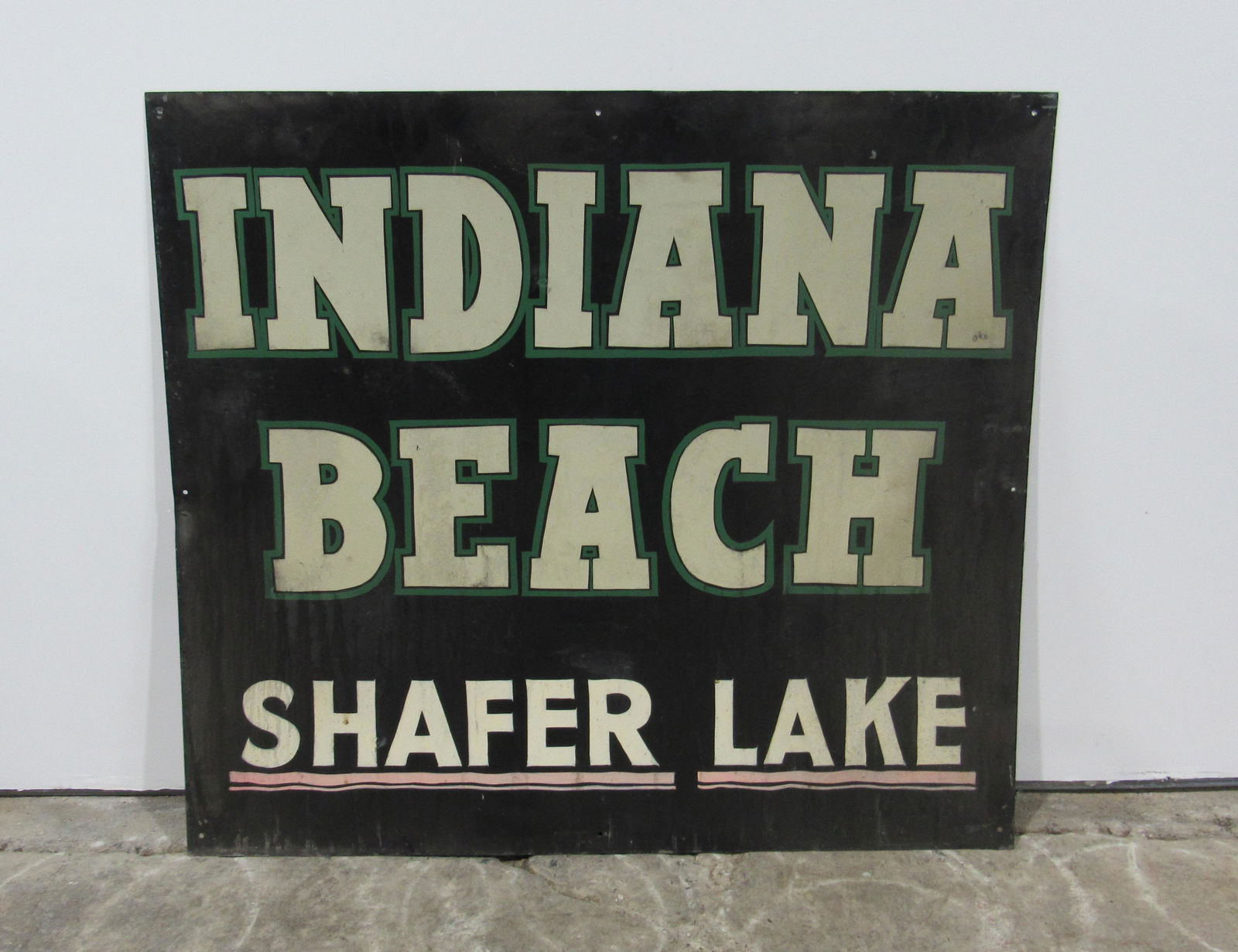 Indiana Beach Amusement Park Shafer Lake Metal Sign: Indiana Beach Amusement Park Shafer Lake Metal Sign. This item requires third party shipping or pickup arrangements to be made. Dimensions: 32 x 36