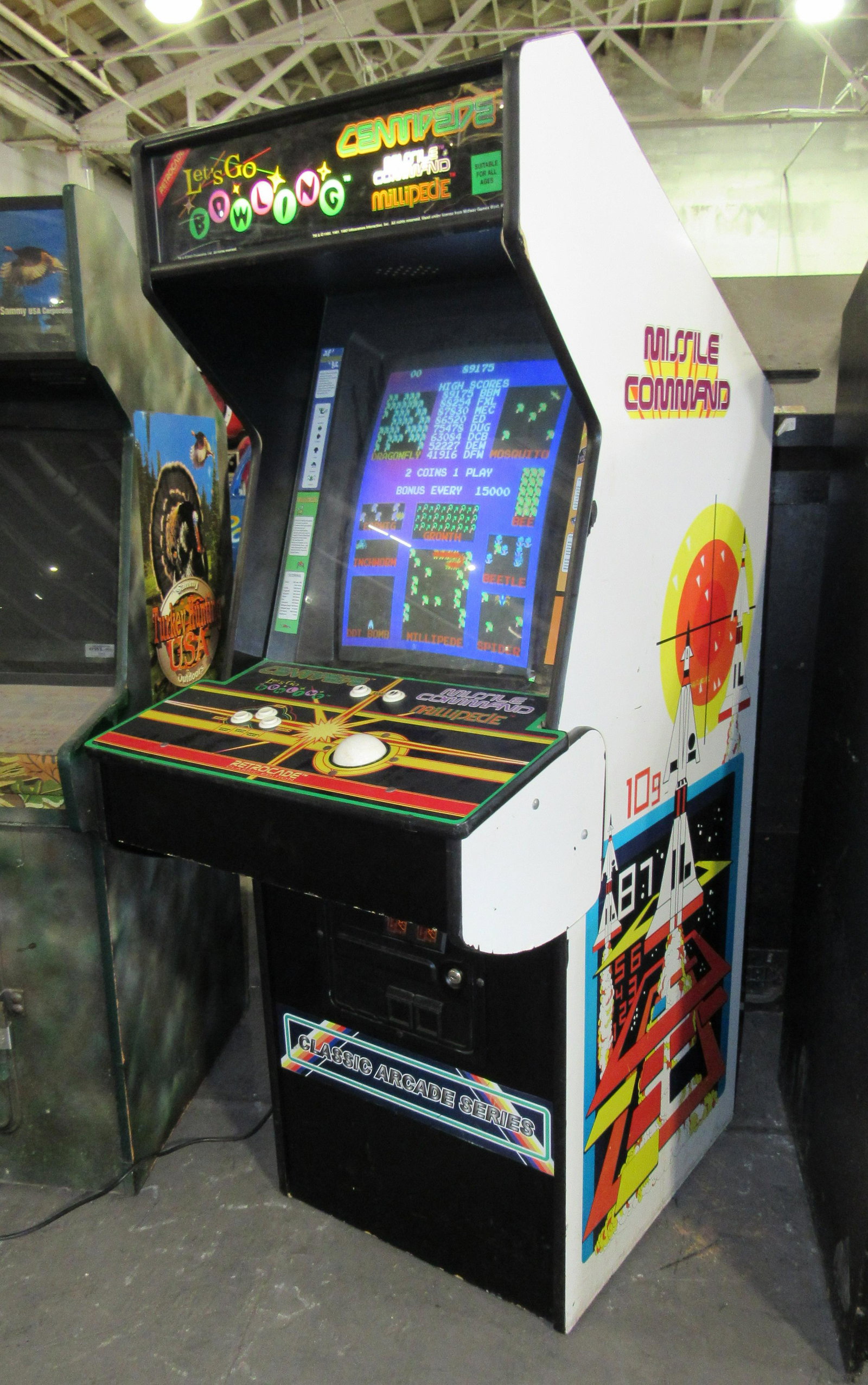 Multicade Classic Atari Arcade Games with 25" Monitor: Multicade Classic Atari Arcade Games with 25" Monitor, working. Games include Lets Go Bowling, Centipede, Missle Command and Millipede. This item requires third party shipping or pickup arrangements t