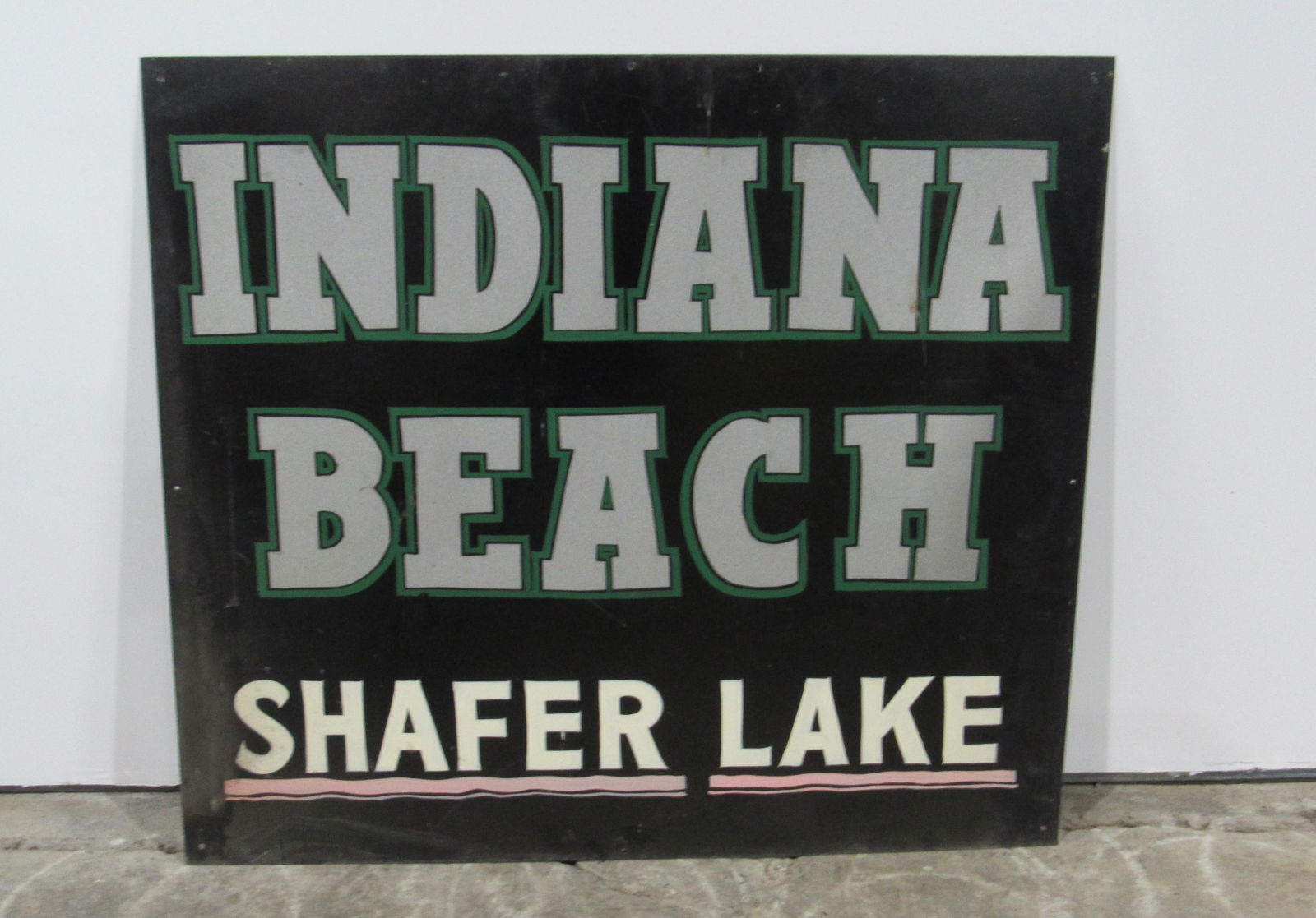 Indiana / Ideal Beach Shafer Lake Double-Sided Metal: Indiana / Ideal Beach Shafer Lake Double Sided Metal Sign. This item requires third party shipping or pickup arrangements to be made. Dimensions: 32 x 36